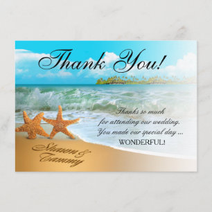Invitation Couple d'étoiles de mer Merci   DEMANDEZ DES NOMS 