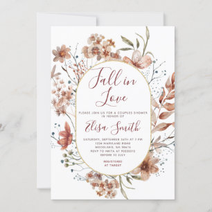 Invitation Couple Douche Aquarelle Automne Boho Fleurs sauvag