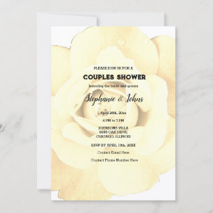 Invitation Couple douche ivoire Floral Rose Mariage