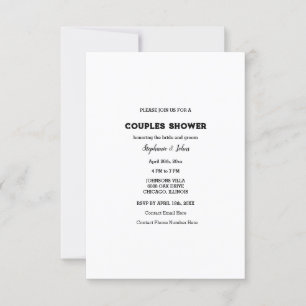 Invitation Couple Douche noir blanc Mariage simple