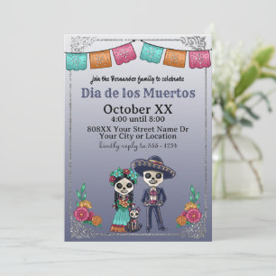 Invitation Couple du Jour des Morts et chat