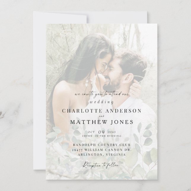 Invitation Couple en feuillage moderne Mariage II (Devant)