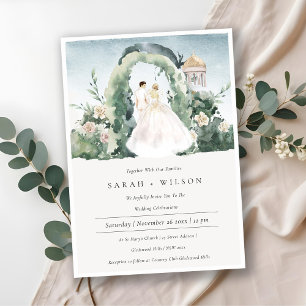 Invitation Couple Floral Garden Arch Mariage botanique