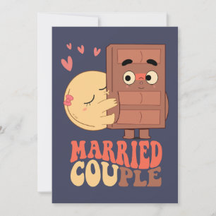 Invitation Couple Marié Crêpe Chocolat Amour Groovy