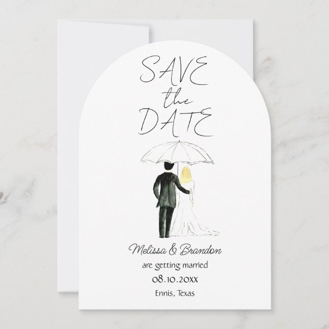 Invitation Couple marié et groom Aquarelle Mariage rustique (Devant)
