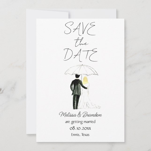 Invitation Couple marié et groom Aquarelle Mariage rustique (Devant)