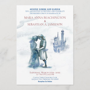 Invitation *~* Couple médiéval amoureux mariés au château