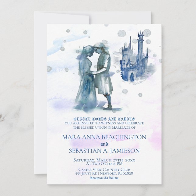 Invitation *~* Couple médiéval en Love Castle Mariage (Devant)