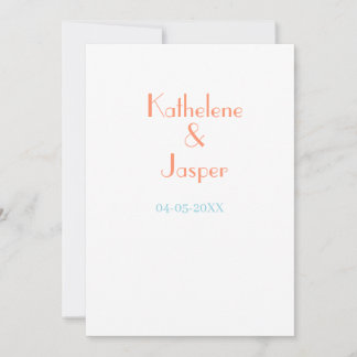 INVITATION COUPLE NAME PEACH GREEN DATE WEDDING ROMANTIC ELEG