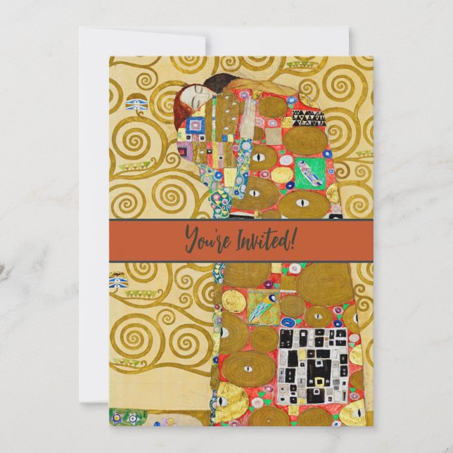 Invitation Couple Nouveau Gustav Klimt Accomplissement (Devant)
