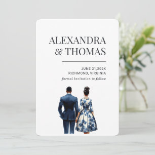 Invitation Couple nuptial bleu afro-américain