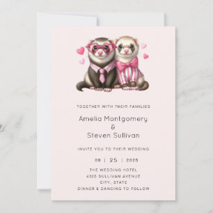 Invitation Couple Otter mignon en Mariage d'amour