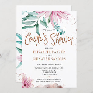 Invitation Couple parties scintillant florale couple douche