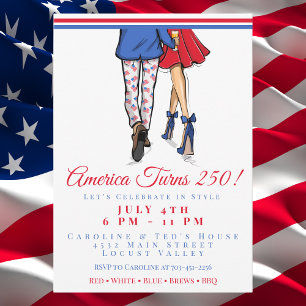 Invitation Couple Préparé Patriotique États-Unis 250e Anniver