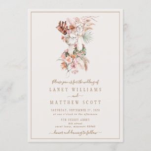 Invitation Couple romantique de mariée Llama Mariage unique