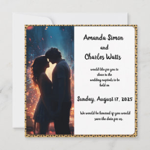Invitation Couple romantique nuit enregistrer la date