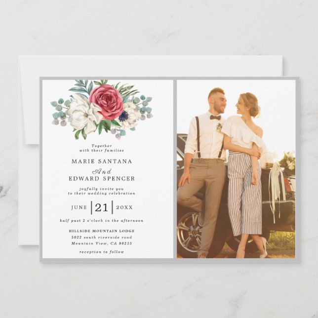Invitation Couple romantique personnalisé mariage photo (Devant)