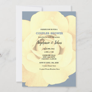 Invitation Couple Rose douche Floral Dusty Mariage bleu