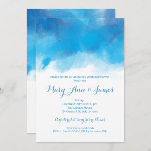 Invitation Couple Wedding shower Eté bleu aquarelle