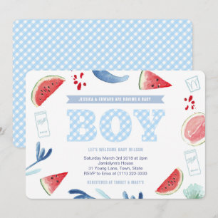 Invitation Couples à l'extérieur En vichy Baby shower pour ga