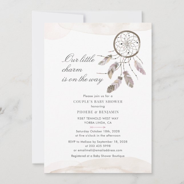 Invitation Couples Baby shower Boho Chic Dream Catcher (Devant)