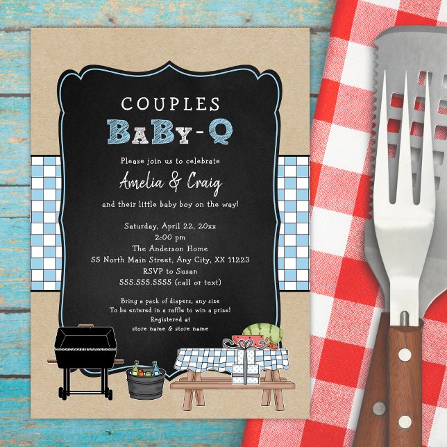 Invitation Couples bébé Q, garçon baby shower barbecue (Créateur téléchargé)