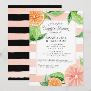 Invitation Couples Citrus rose Noir Pamplemousse Retro