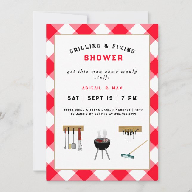 Invitation Couples de grillage et de fixation Wedding shower  (Devant)