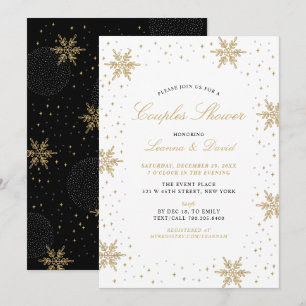 Invitation Couples de neige d'hiver Gold et Black Wedding sho