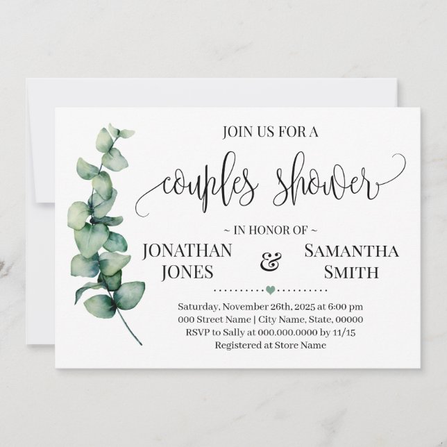 Invitation Couples de verdure Douche minimaliste moderne Mari (Devant)