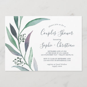 Invitation Couples d'Eucalyptus violet et vert Douche