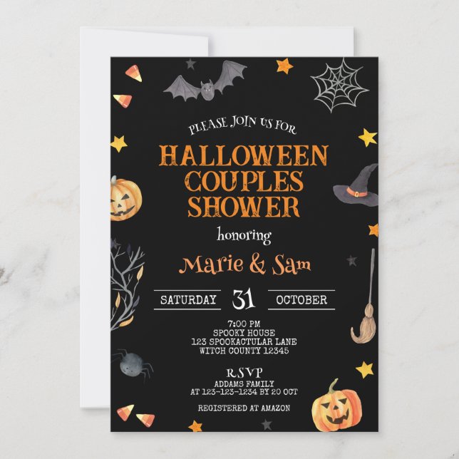 Invitation Couples d'Halloween douche, Baby shower (Devant)