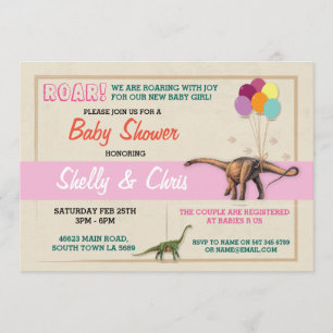 Invitation Couples Dinosaur Baby shower C'est une fille Invit