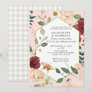 Invitation Couples Douche Aquarelle Corail Bleu Art Floral