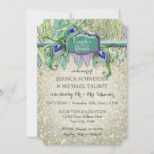 Invitation Couples Douche Art Déco Peacock Parties scintillan