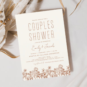 Invitation Couples douche Boho Fleur sauvage Élégant Fleur