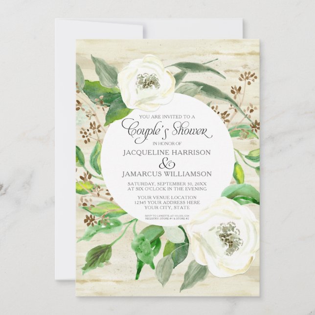 Invitation Couples Douche BOHO Roses de la couronne d'Eucalyp (Devant)