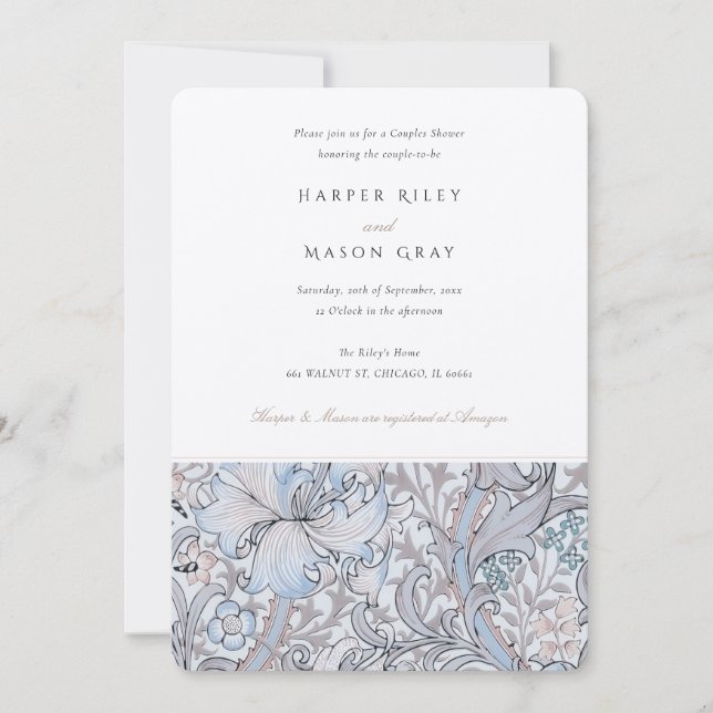 Invitation Couples Douche Classique Golden Lily Élégant Paste (Devant)