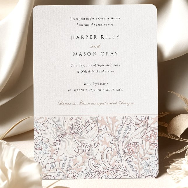 Invitation Couples Douche Classique Golden Lily Élégant Paste (Créateur téléchargé)