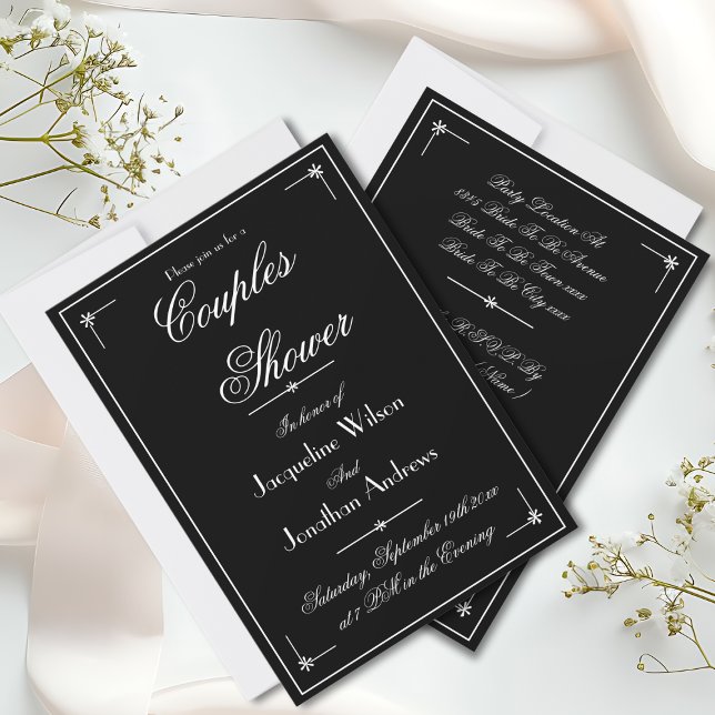Invitation Couples Douche Élégante Tout En Un Nom Date RSVP (Couples Shower - Elegant All In One, Personalized Name Date RSVP Invitation.)