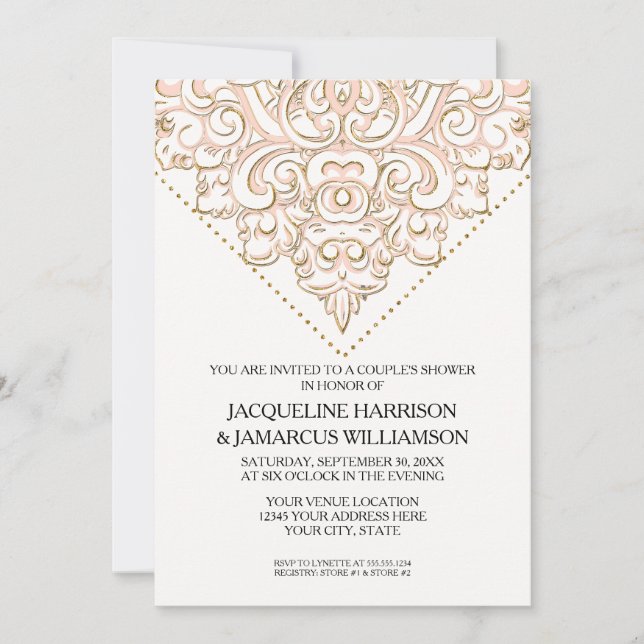 Invitation Couples Douche en bois rustique en bois dentelle T (Devant)