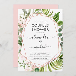 Invitation Couples Douche Eucalyptus Verdure géométrique