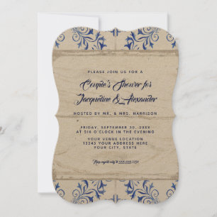 Invitation Couples Douche Ferme Marine Kraft Bois Rustique