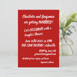 Invitation Couples Douche Gras Rouge Jouer Typographie Amusan
