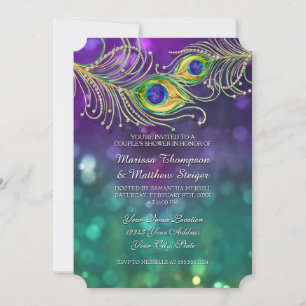 Invitation Couples Douche Peacock Plumes Bijoux