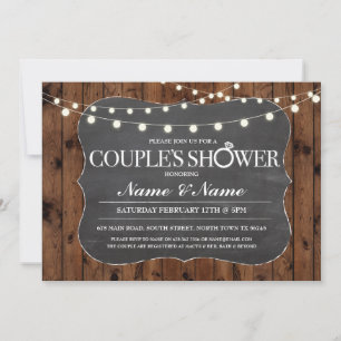 Invitation Couples Douche Rustique Chalk Fiançailles Invitati