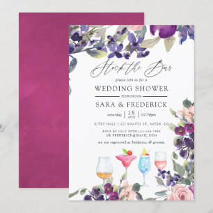 Invitation Couples Floraux Violet et Prune Approvisionnent le