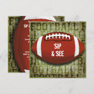 Invitation Couples Football Sip & See Green Grunge