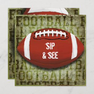 Invitation Couples Football Sip & Voir Green Grunge