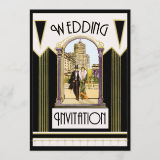 Invitation Couples formels de mariage d'art déco vintage
